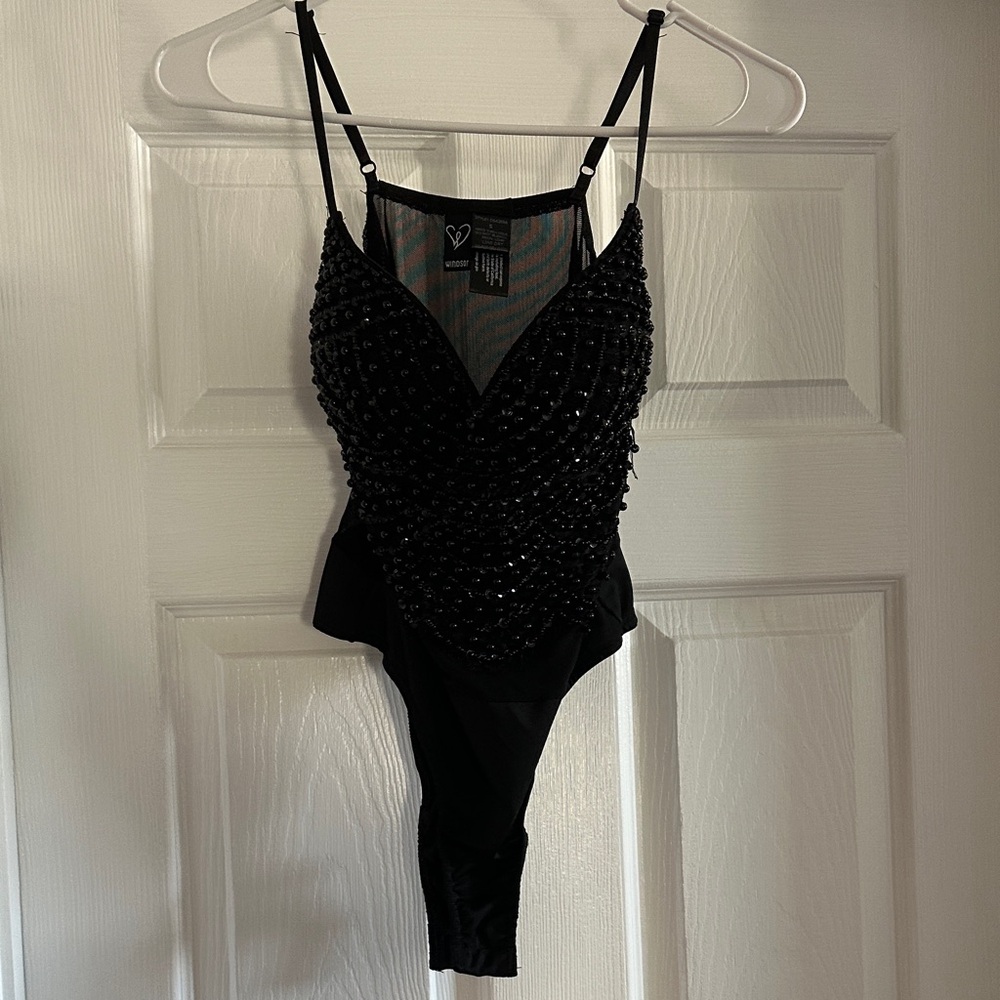 Windsor Black Beaded Bodysuit